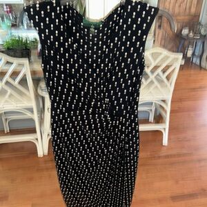 Lauren Ralph Lauren Black and Cream Patterned Midi Dress